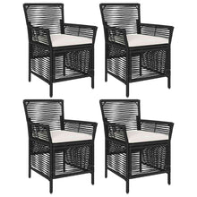 Buitenstoel met kussen 4 pcs Zwart en Crème poly rattan