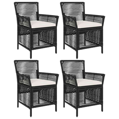 Buitenstoel met kussen 4 pcs Zwart en Crème poly rattan