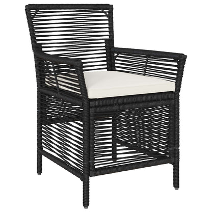 Buitenstoel met kussen 4 pcs Zwart en Crème poly rattan