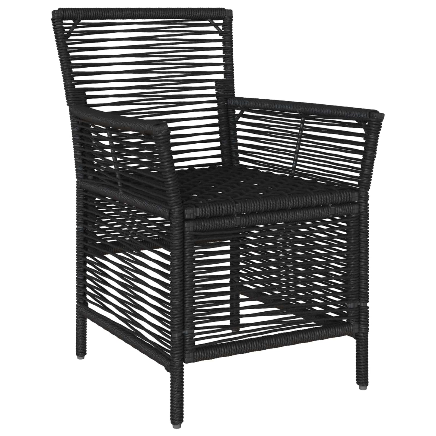 Buitenstoel met kussen 4 pcs Zwart en Crème poly rattan