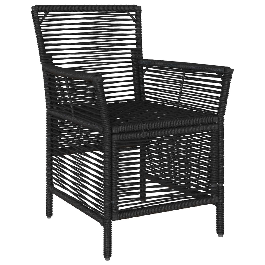 Buitenstoel met kussen 4 pcs Zwart en Crème poly rattan