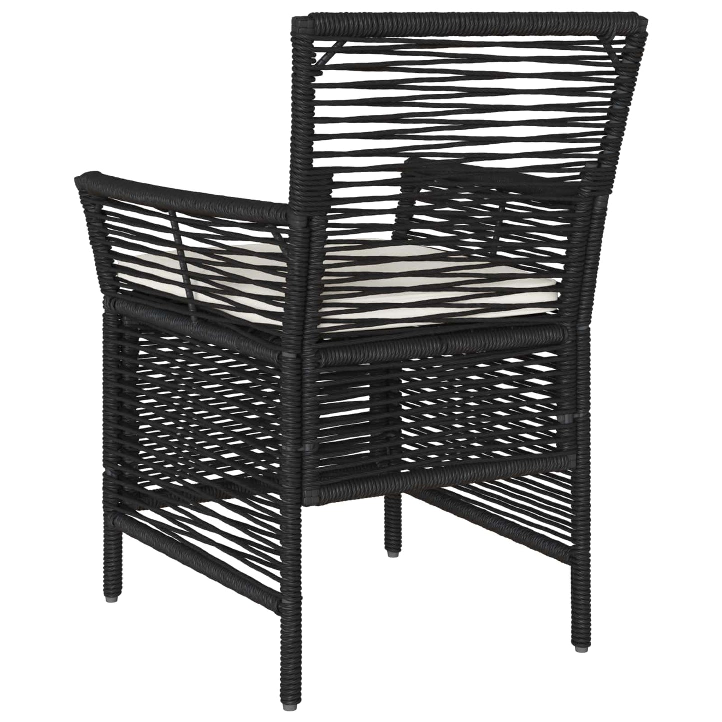 Buitenstoel met kussen 4 pcs Zwart en Crème poly rattan