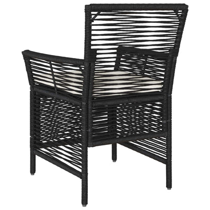 Buitenstoel met kussen 4 pcs Zwart en Crème poly rattan