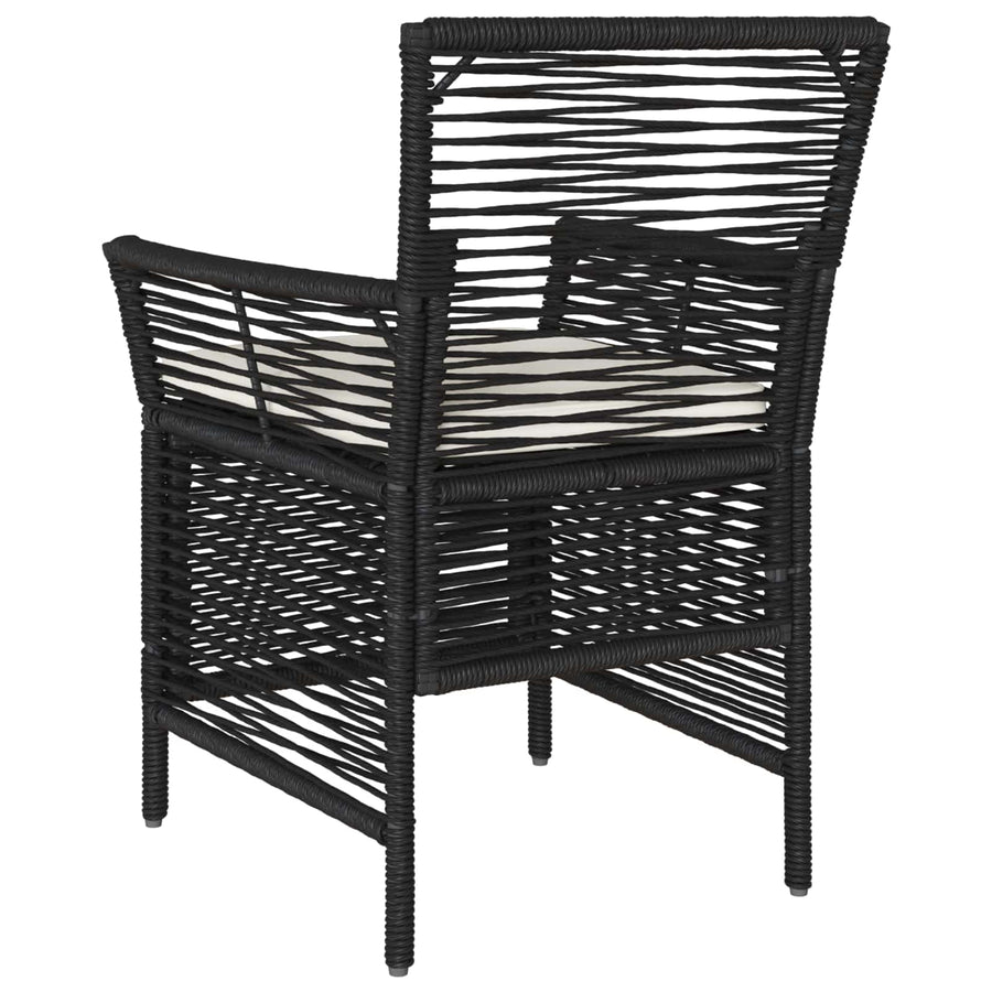 Buitenstoel met kussen 4 pcs Zwart en Crème poly rattan
