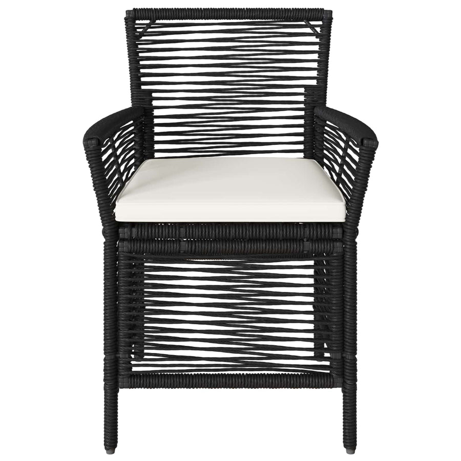 Buitenstoel met kussen 4 pcs Zwart en Crème poly rattan
