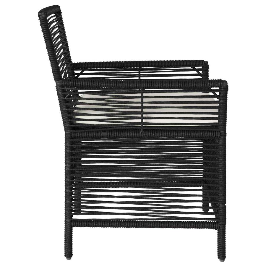 Buitenstoel met kussen 4 pcs Zwart en Crème poly rattan