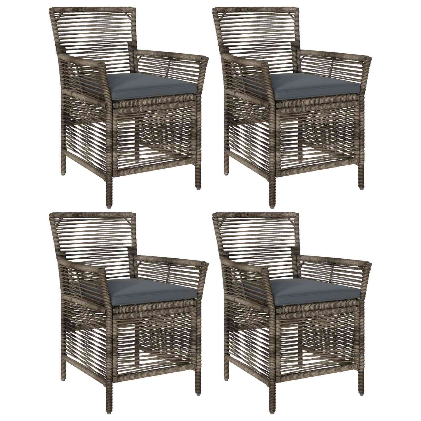 Buitenstoel met kussen 4 pcs Grijs en Donkergrijs poly rattan