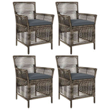 Buitenstoel met kussen 4 pcs Grijs en Donkergrijs poly rattan