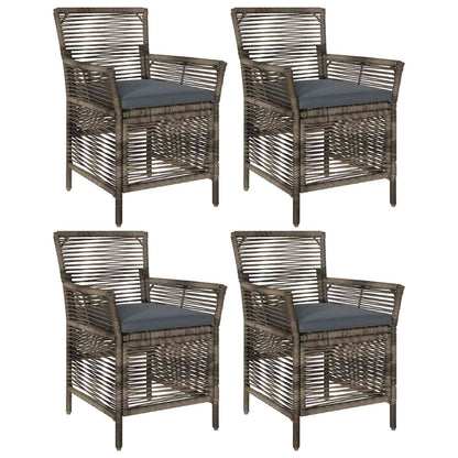 Buitenstoel met kussen 4 pcs Grijs en Donkergrijs poly rattan