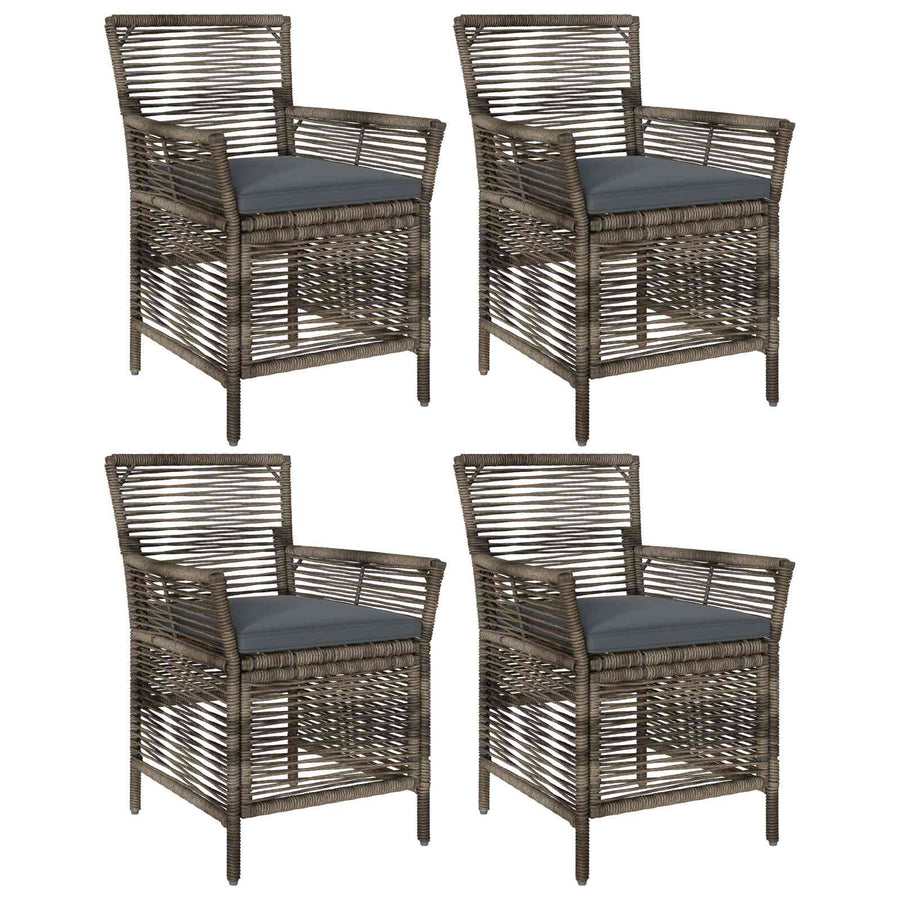 Buitenstoel met kussen 4 pcs Grijs en Donkergrijs poly rattan