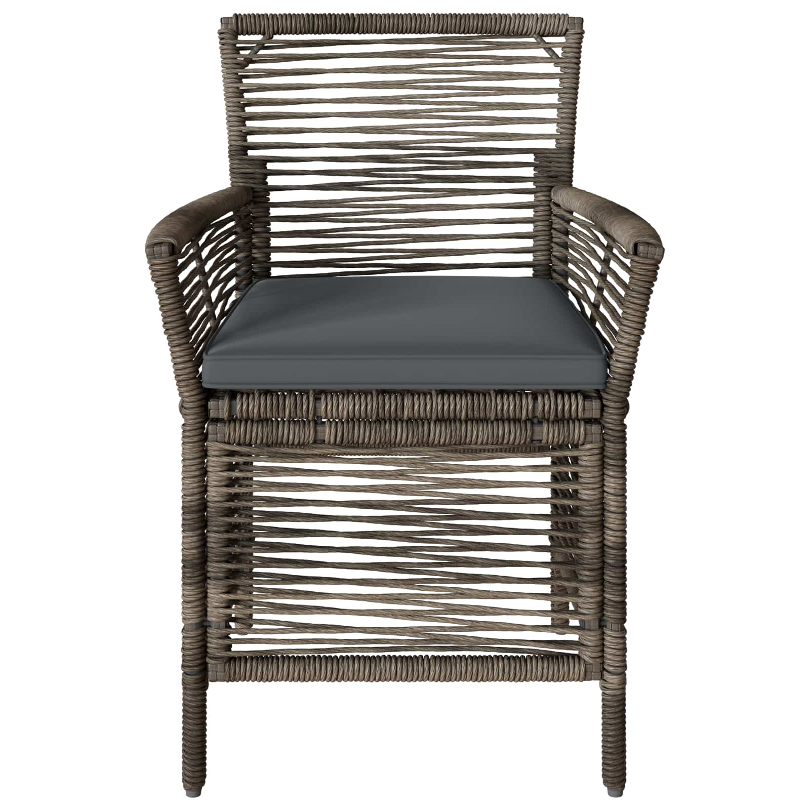 Buitenstoel met kussen 4 pcs Grijs en Donkergrijs poly rattan