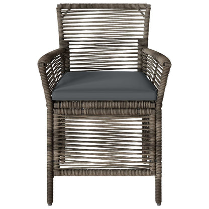 Buitenstoel met kussen 4 pcs Grijs en Donkergrijs poly rattan
