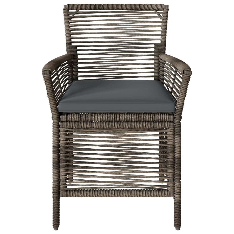 Buitenstoel met kussen 4 pcs Grijs en Donkergrijs poly rattan