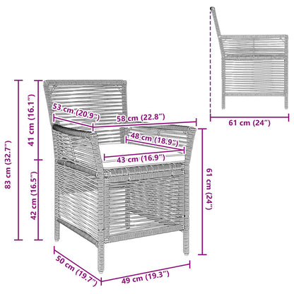 Buitenstoel met kussen 4 pcs Grijs en Donkergrijs poly rattan
