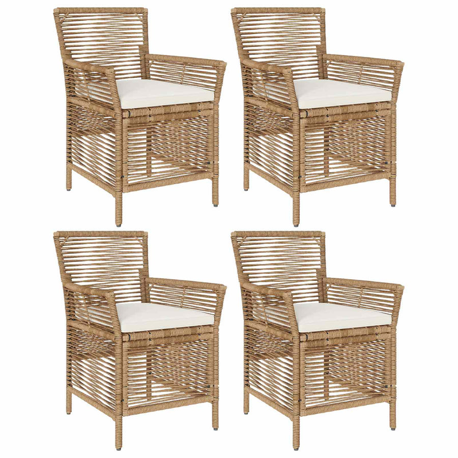 Buitenstoel met kussen 4 pcs Beige en Crème poly rattan