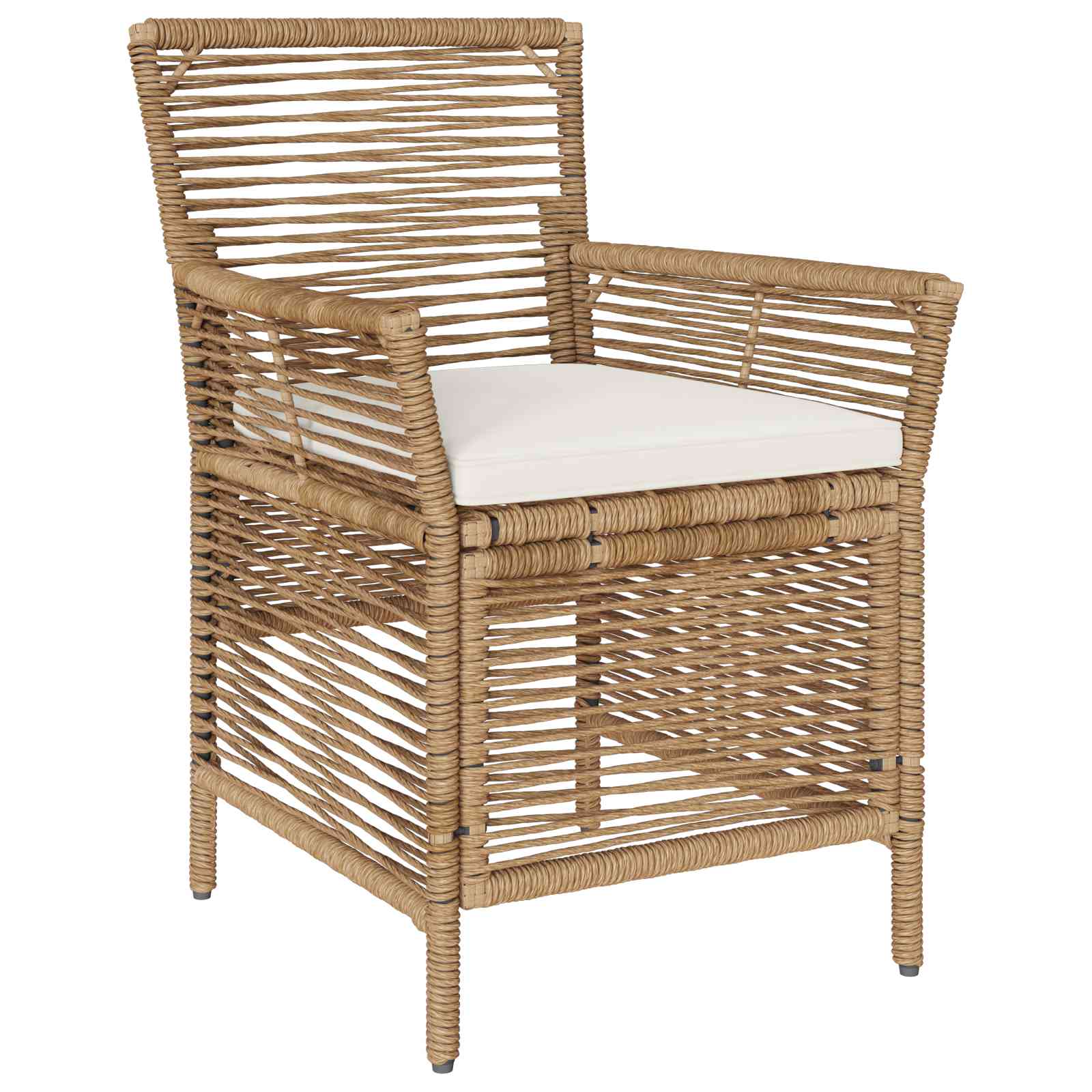 Buitenstoel met kussen 4 pcs Beige en Crème poly rattan
