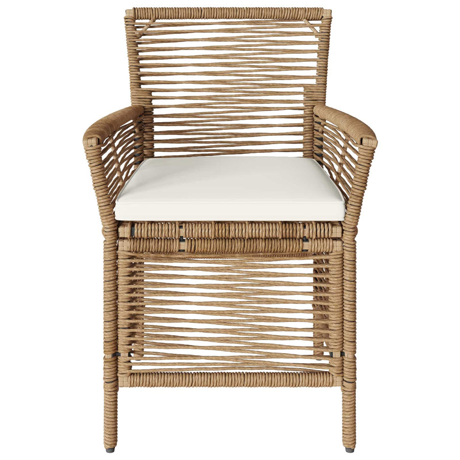 Buitenstoel met kussen 4 pcs Beige en Crème poly rattan