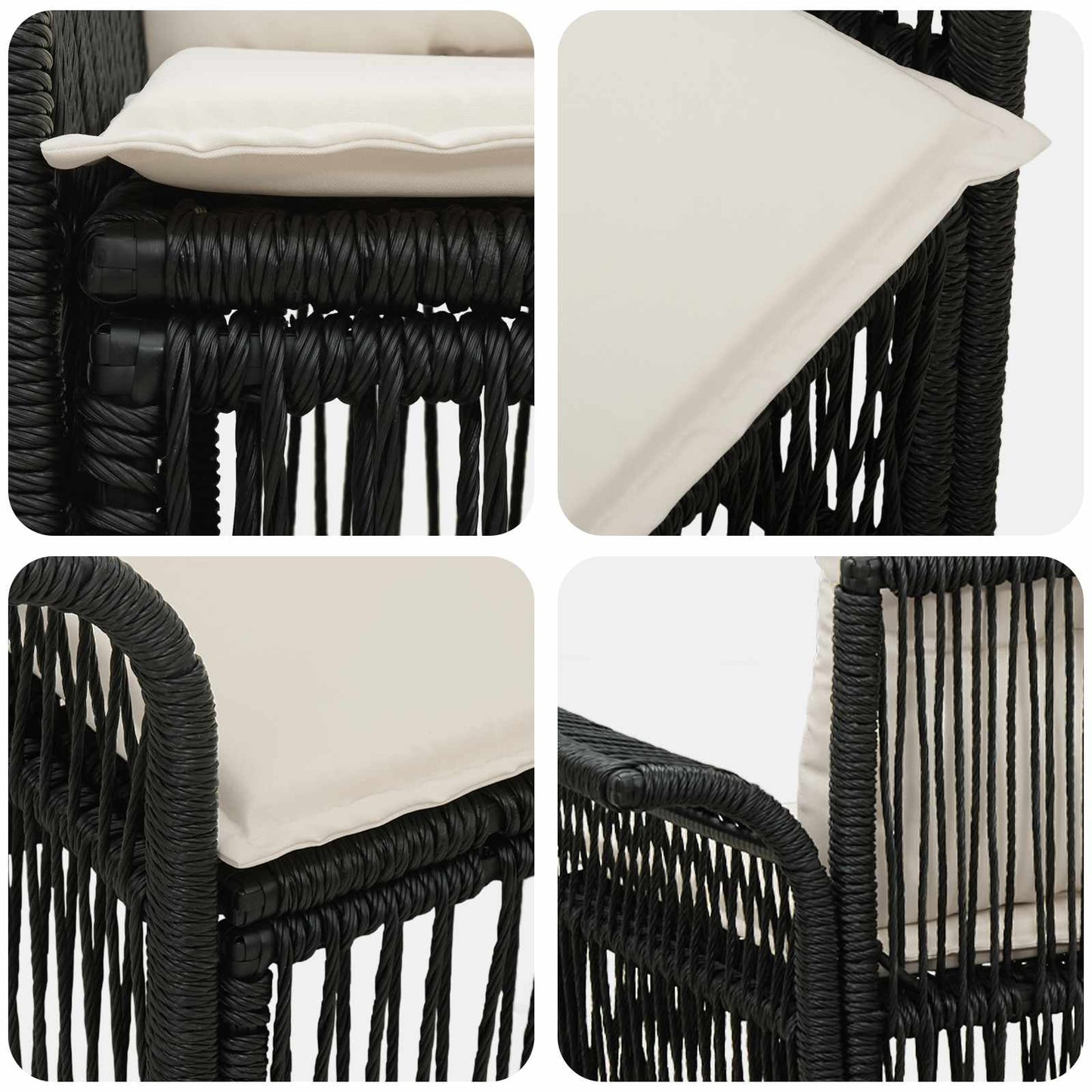 Tuinbank 2-Aantal zitplaatsen Zwart poly rattan