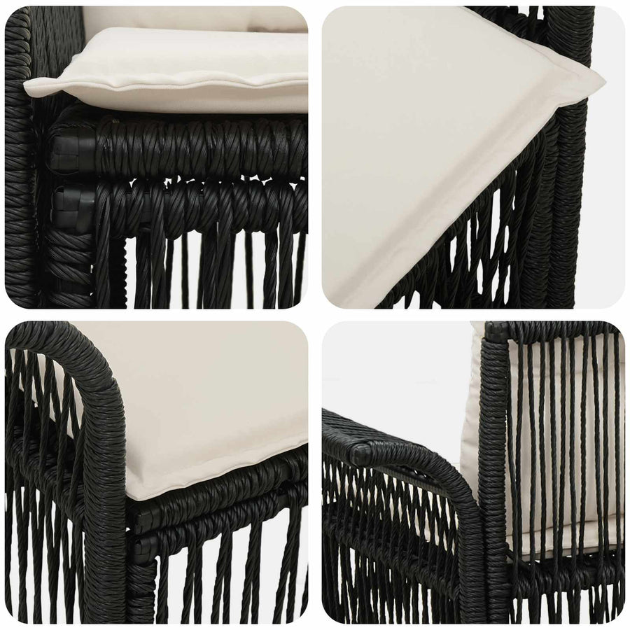 Tuinbank 2-Aantal zitplaatsen Zwart poly rattan