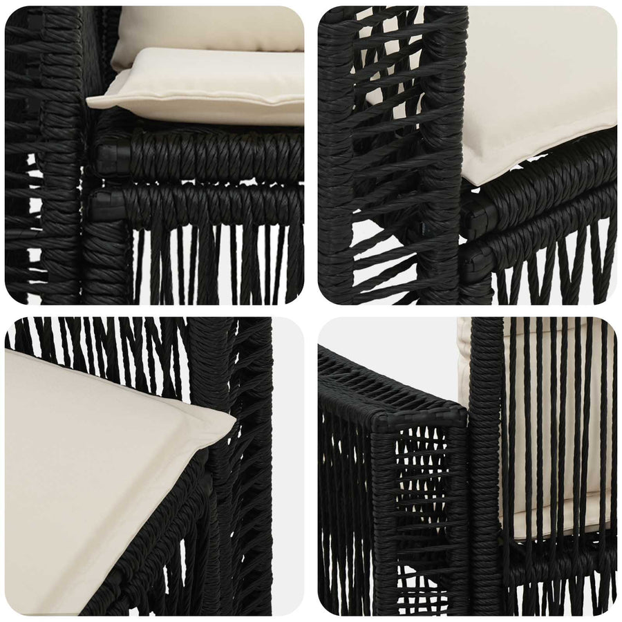 Tuinbank 2-Aantal zitplaatsen Zwart poly rattan