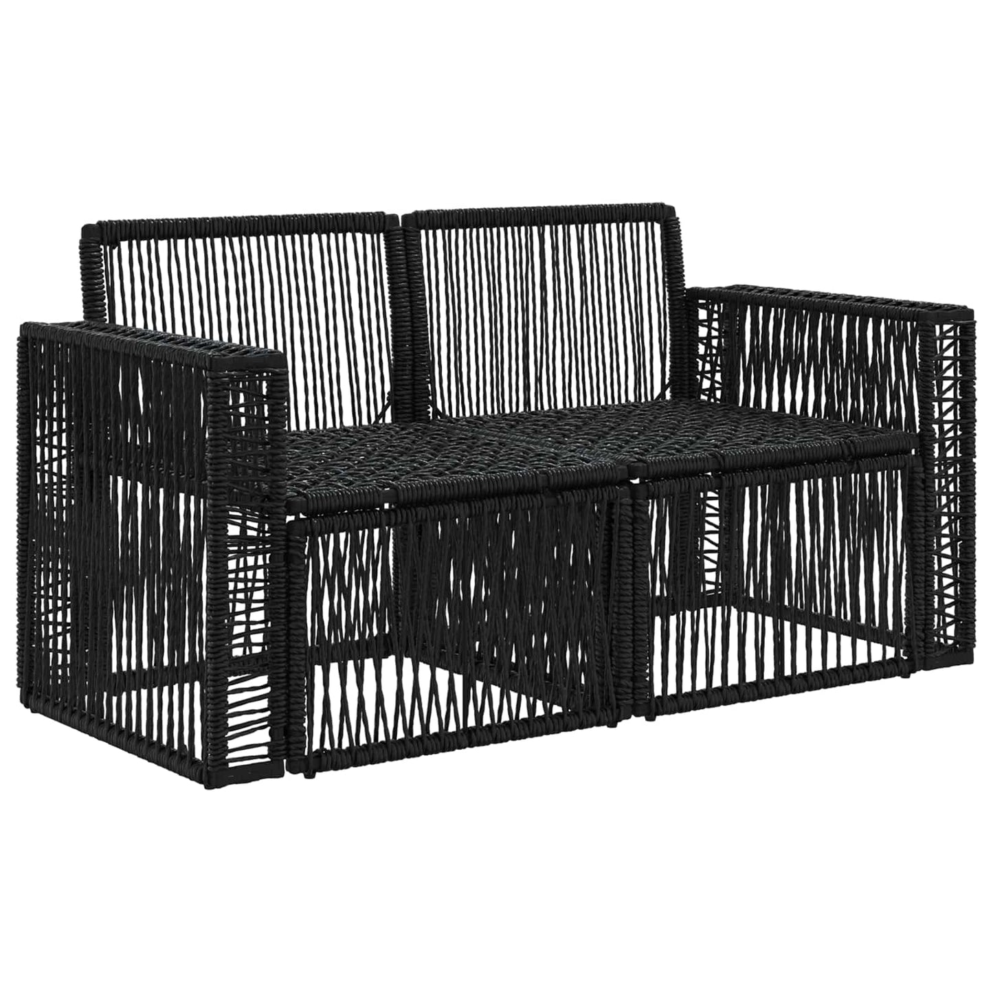 Tuinbank 2-Aantal zitplaatsen Zwart poly rattan