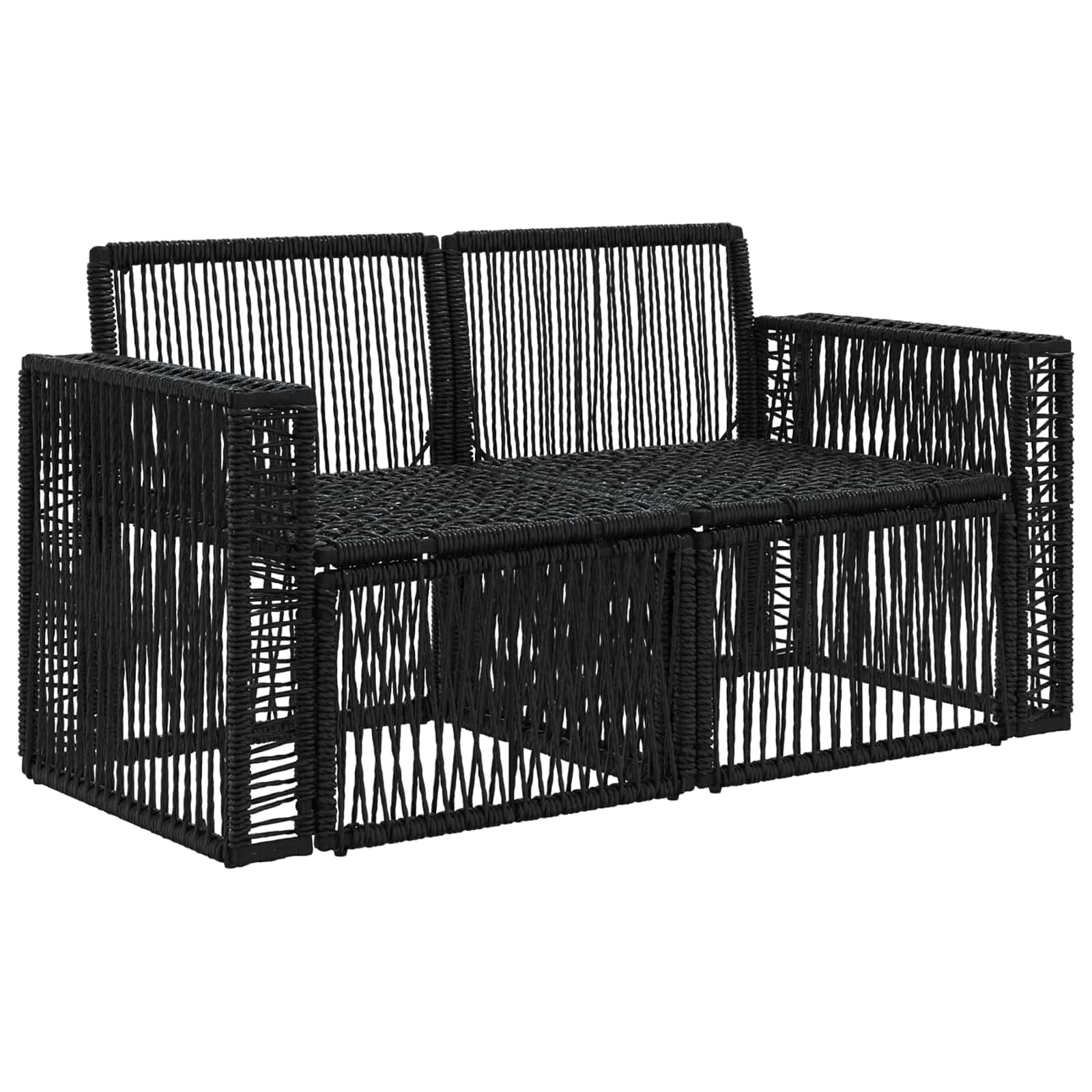 Tuinbank 2-Aantal zitplaatsen Zwart poly rattan