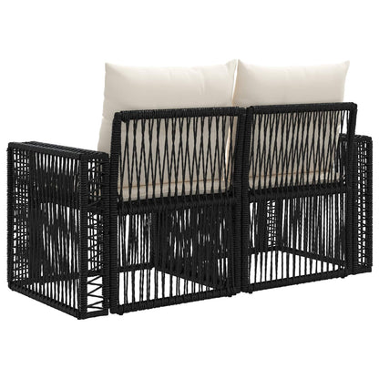 Tuinbank 2-Aantal zitplaatsen Zwart poly rattan
