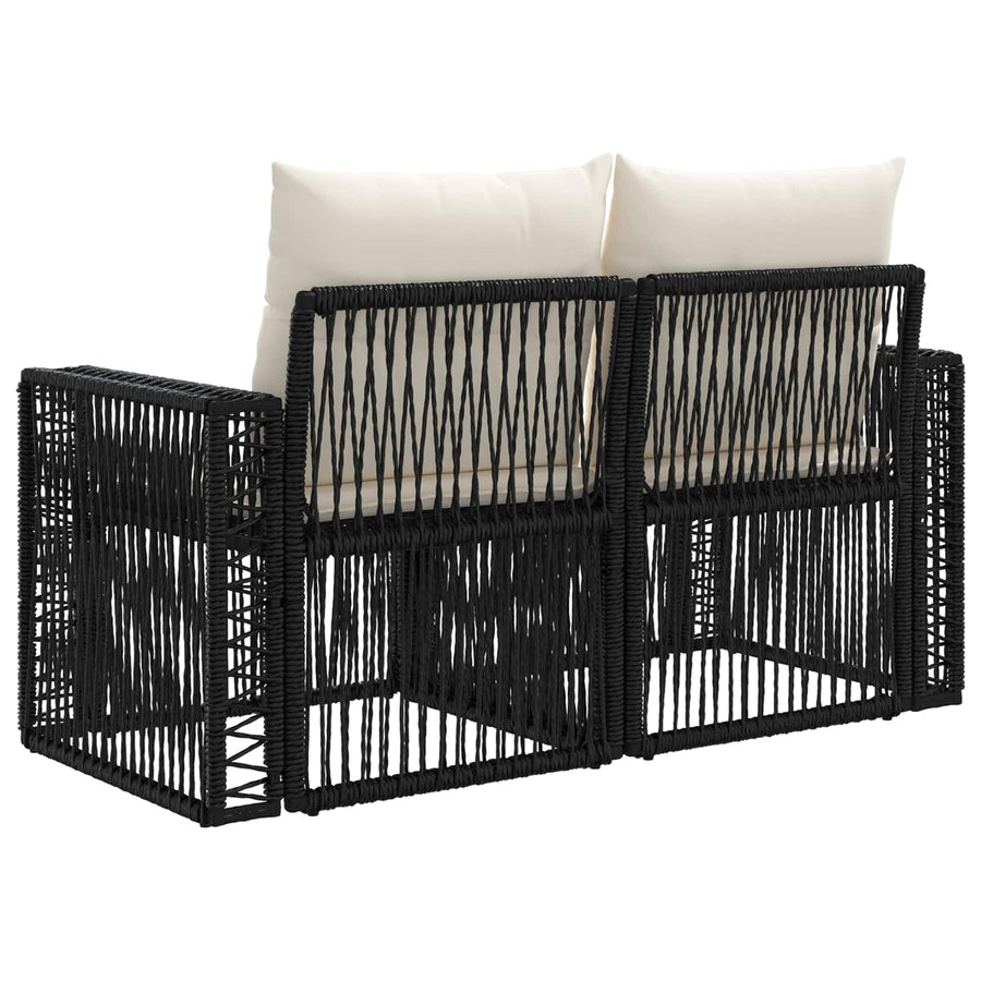 Tuinbank 2-Aantal zitplaatsen Zwart poly rattan