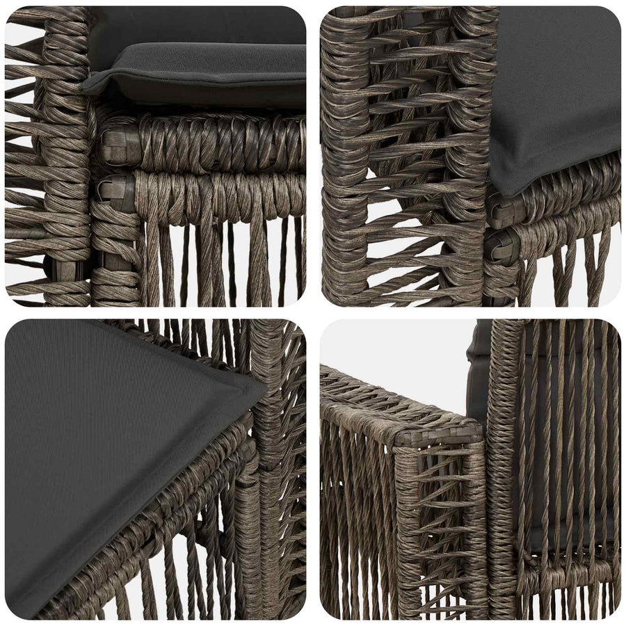 Tuinbank 2-Aantal zitplaatsen Grijs poly rattan
