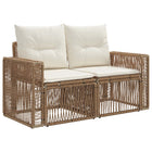 Tuinbank poly rattan beige 131x62x70 cm