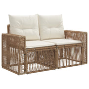 Tuinbank poly rattan beige 131x62x70 cm