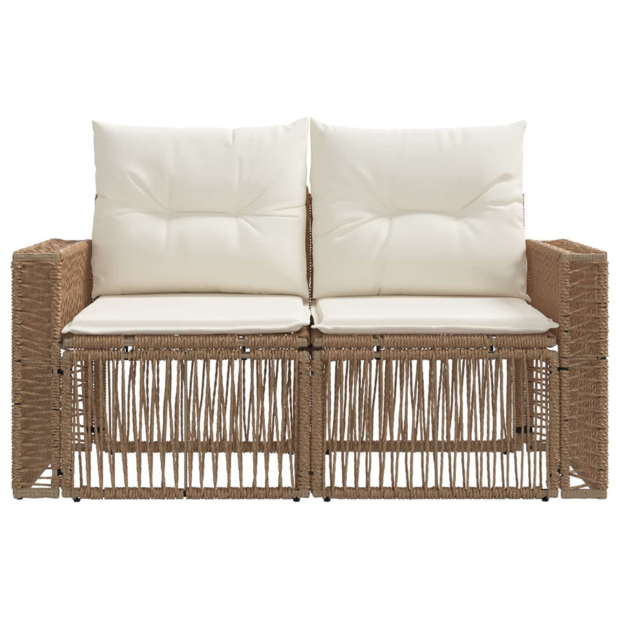 Tuinbank 2-Aantal zitplaatsen Beige poly rattan