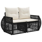 Tuinbank poly rattan 140x62x70 cm zwart