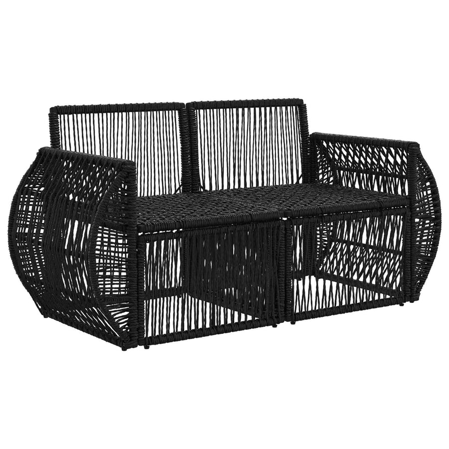 Tuinbank 2-Aantal zitplaatsen Zwart poly rattan