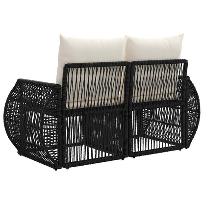 Tuinbank 2-Aantal zitplaatsen Zwart poly rattan