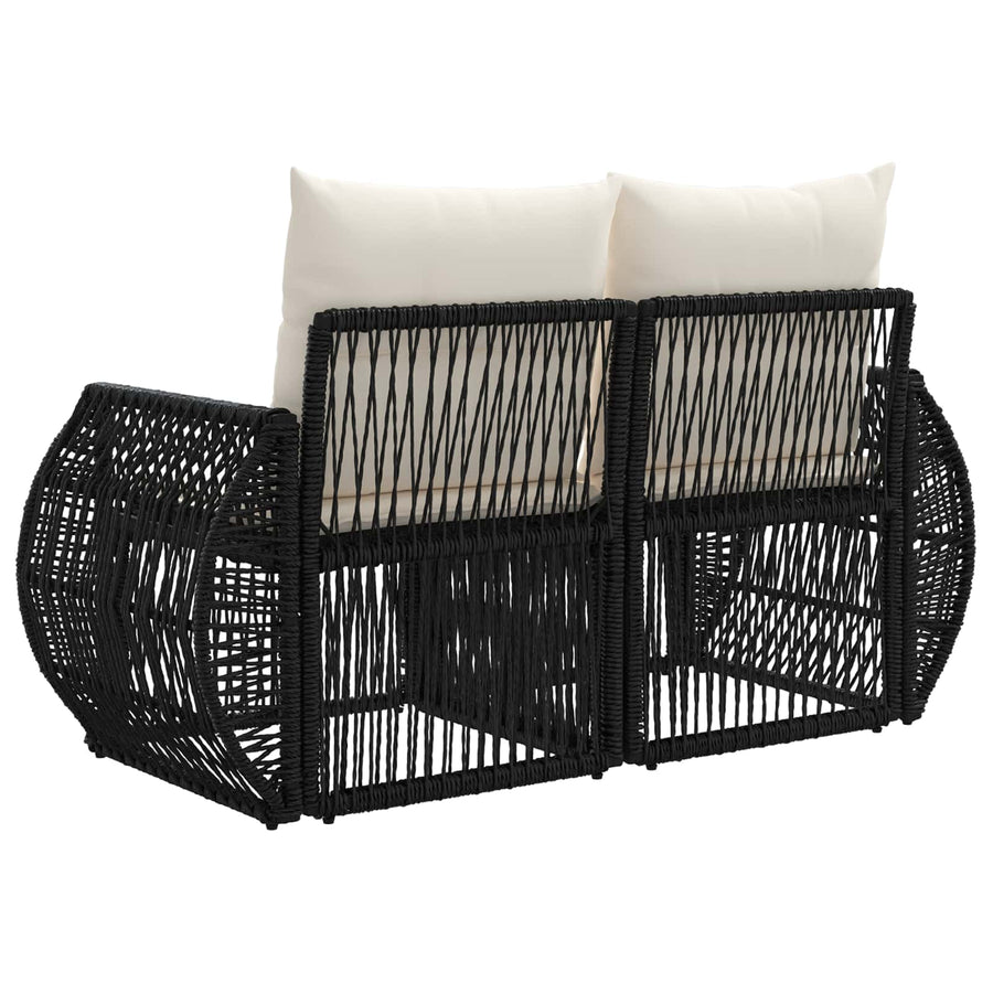 Tuinbank 2-Aantal zitplaatsen Zwart poly rattan