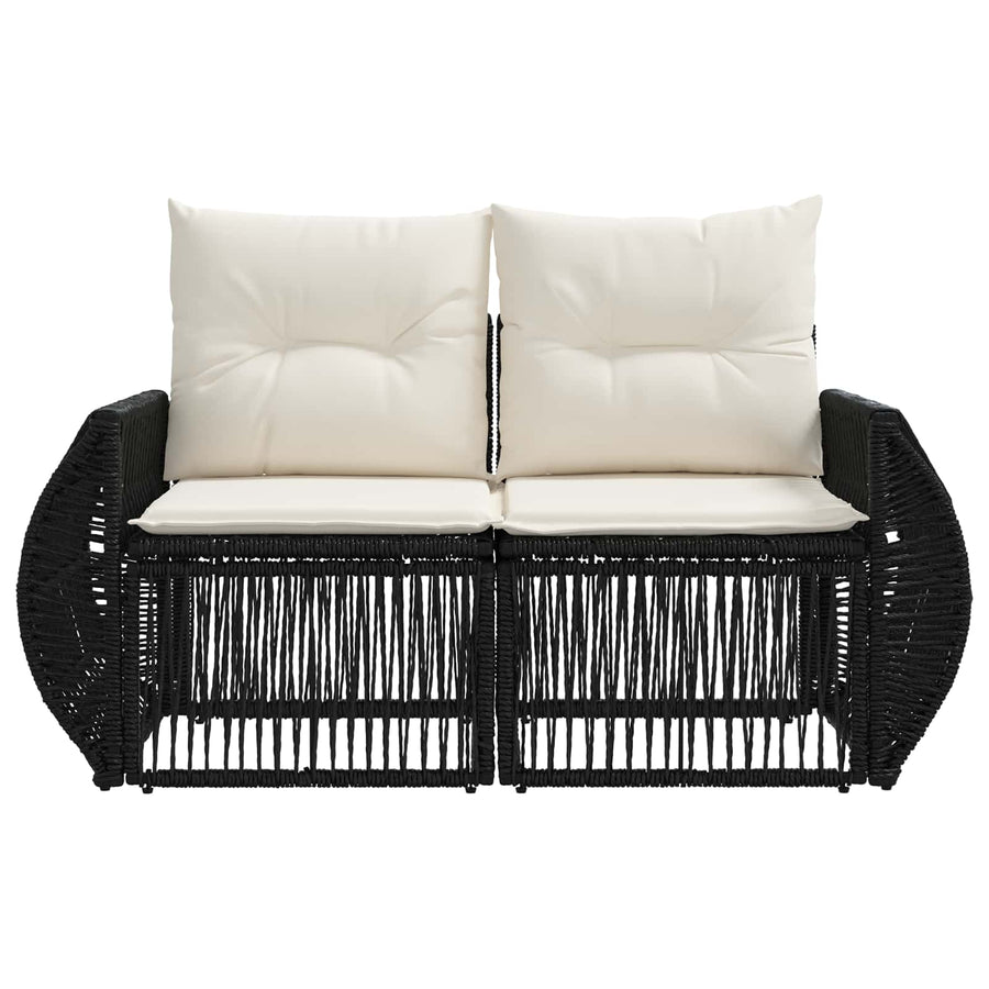 Tuinbank 2-Aantal zitplaatsen Zwart poly rattan