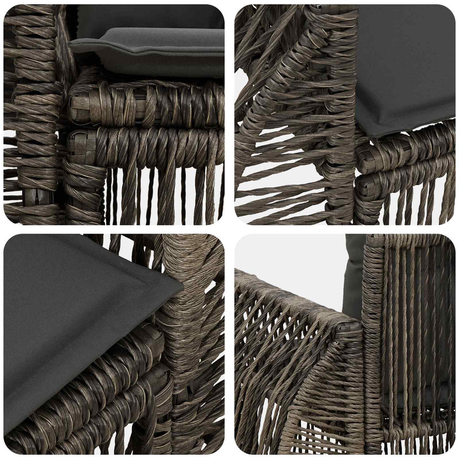 Tuinbank 2-Aantal zitplaatsen Grijs poly rattan