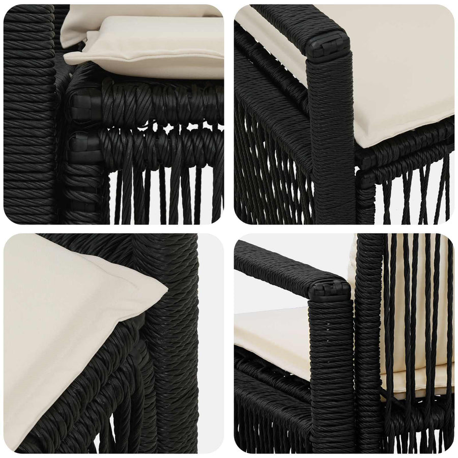 Tuinbank 2-Aantal zitplaatsen Zwart poly rattan