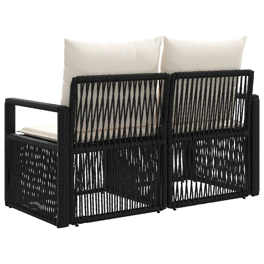 Tuinbank 2-Aantal zitplaatsen Zwart poly rattan