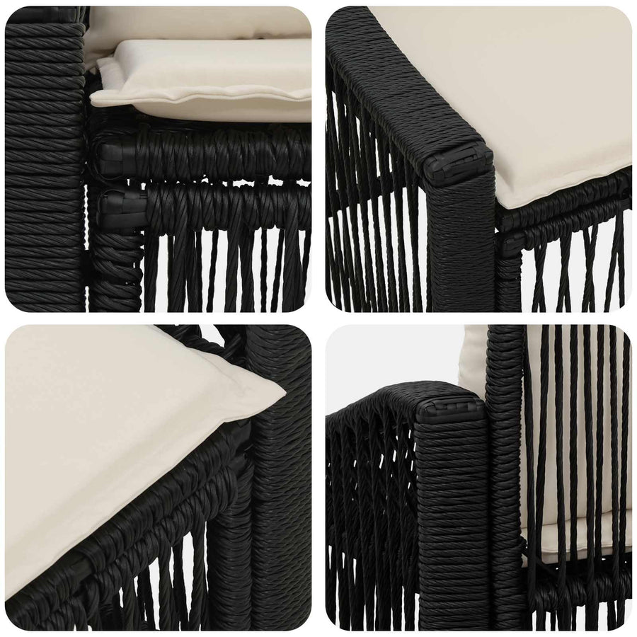 Tuinbank 2-Aantal zitplaatsen Zwart poly rattan