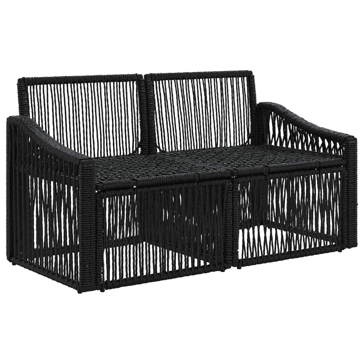 Tuinbank 2-Aantal zitplaatsen Zwart poly rattan