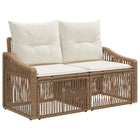 Tuinbank poly rattan beige 125x62x70 cm