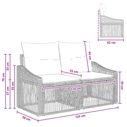 Tuinbank 2-Aantal zitplaatsen Beige poly rattan