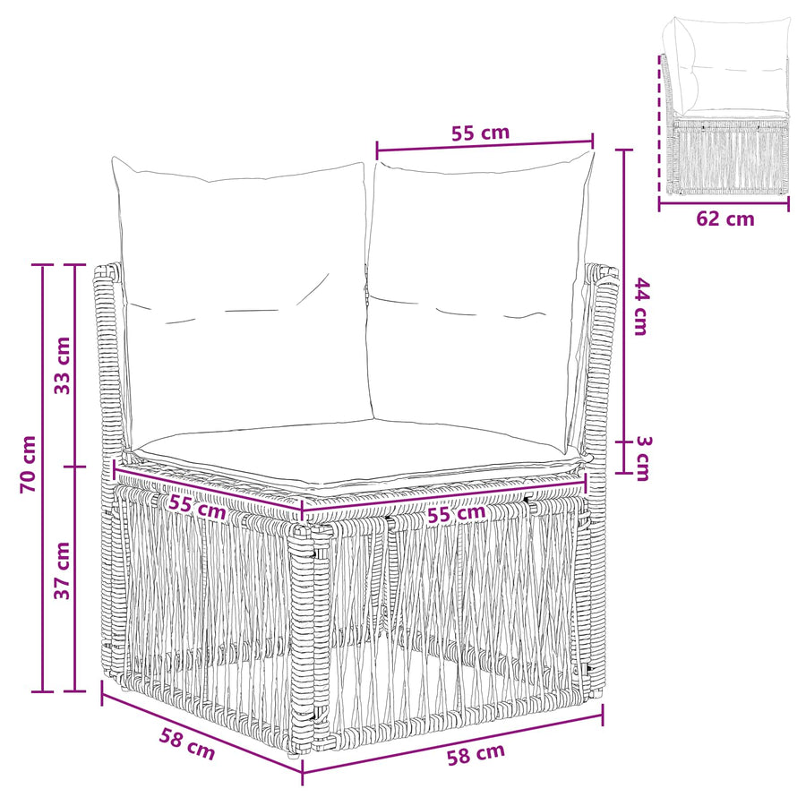 Hoeksofa eenheid Beige poly rattan