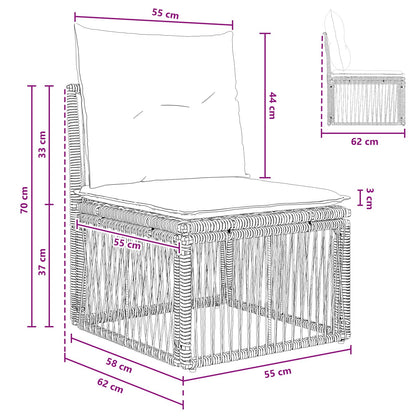 Armloze Sofa eenheid Zwart poly rattan