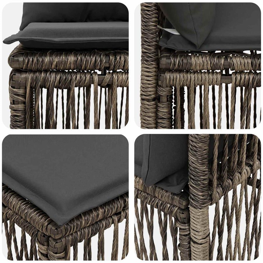 Armloze Sofa eenheid Grijs poly rattan
