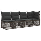 4-zits hoekbank poly rattan grijs 223x62x70 cm