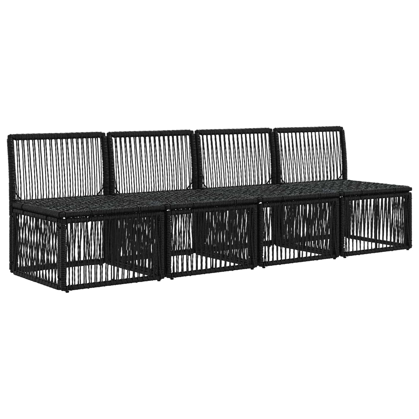 4-zits bank 4 pcs 4-Aantal zitplaatsen Zwart poly rattan