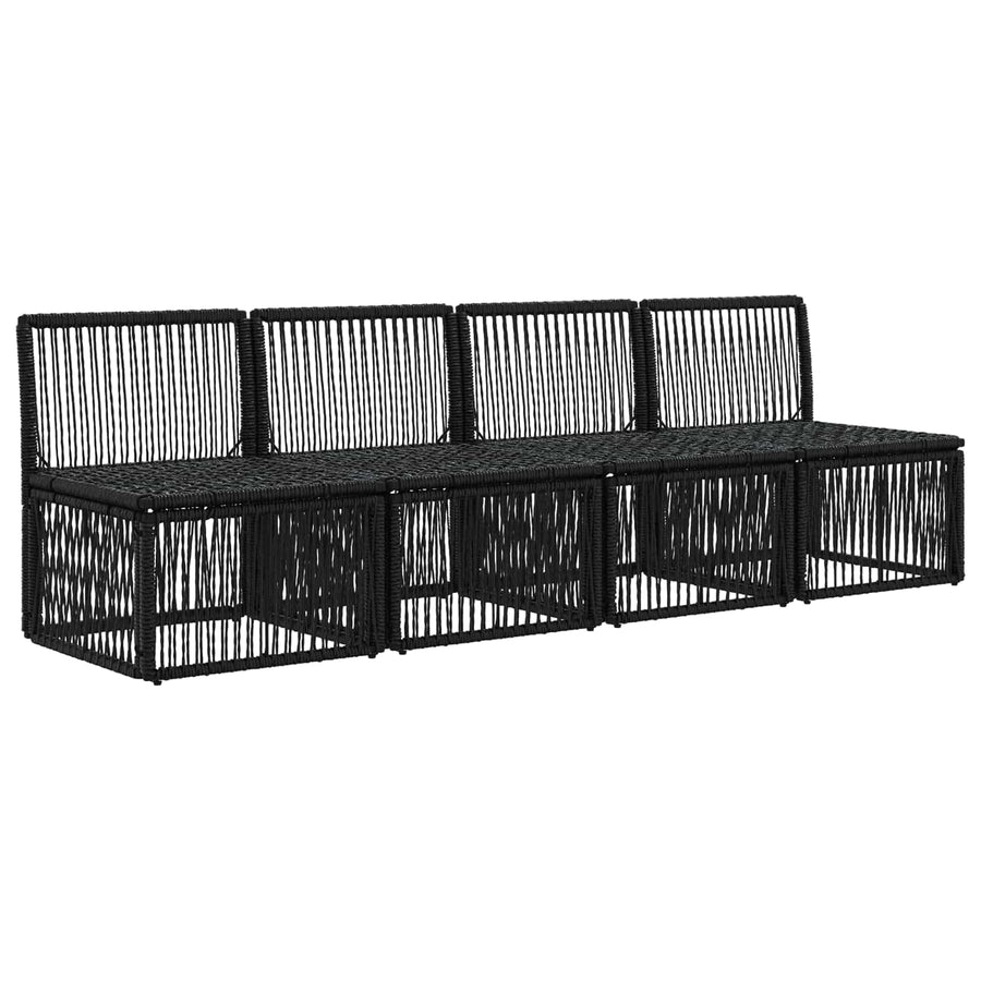4-zits bank 4 pcs 4-Aantal zitplaatsen Zwart poly rattan